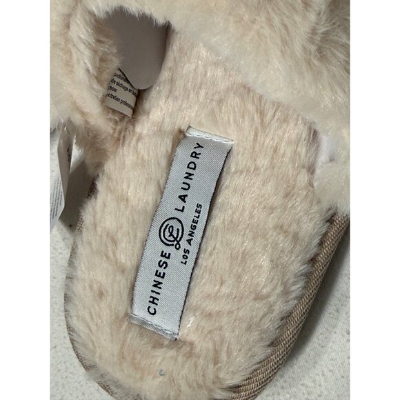 Chinese Laundry Tan Faux Fur Suede Lined Slippers Women's M/L NWT Christmas - Picture 3 of 7